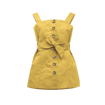 Girls' Sleeveless Single-breasted Dress Suit