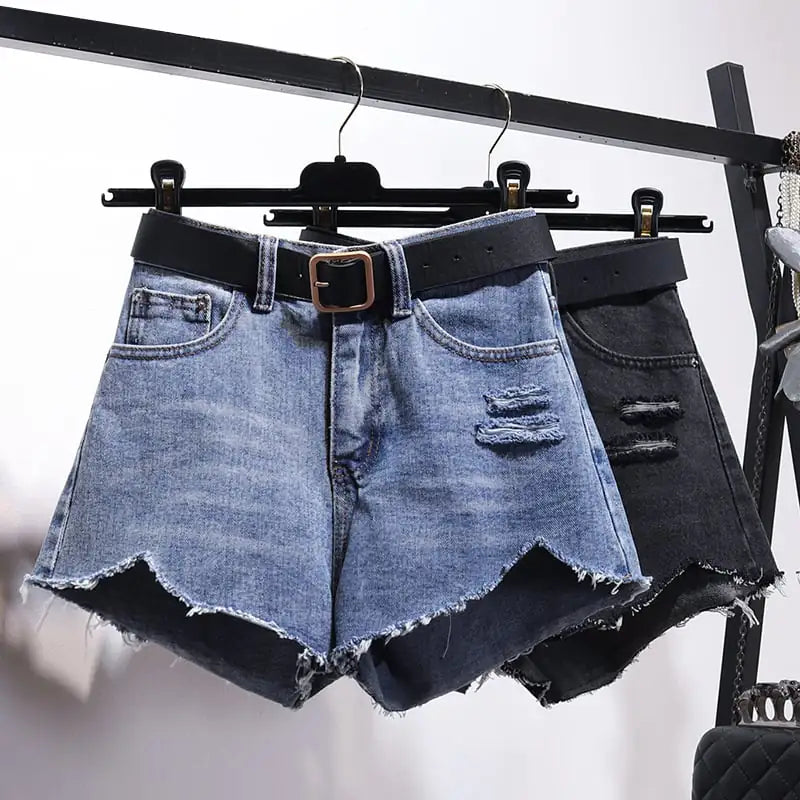 Irregular Denim Shorts for Women