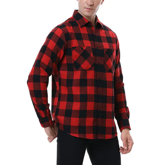 Vintage Plaid Shirt for Men - Long Sleeves Fashion