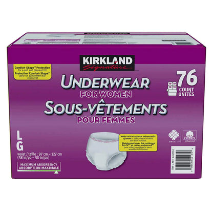 Kirkland Signature protective underwear for women Large 76 Count