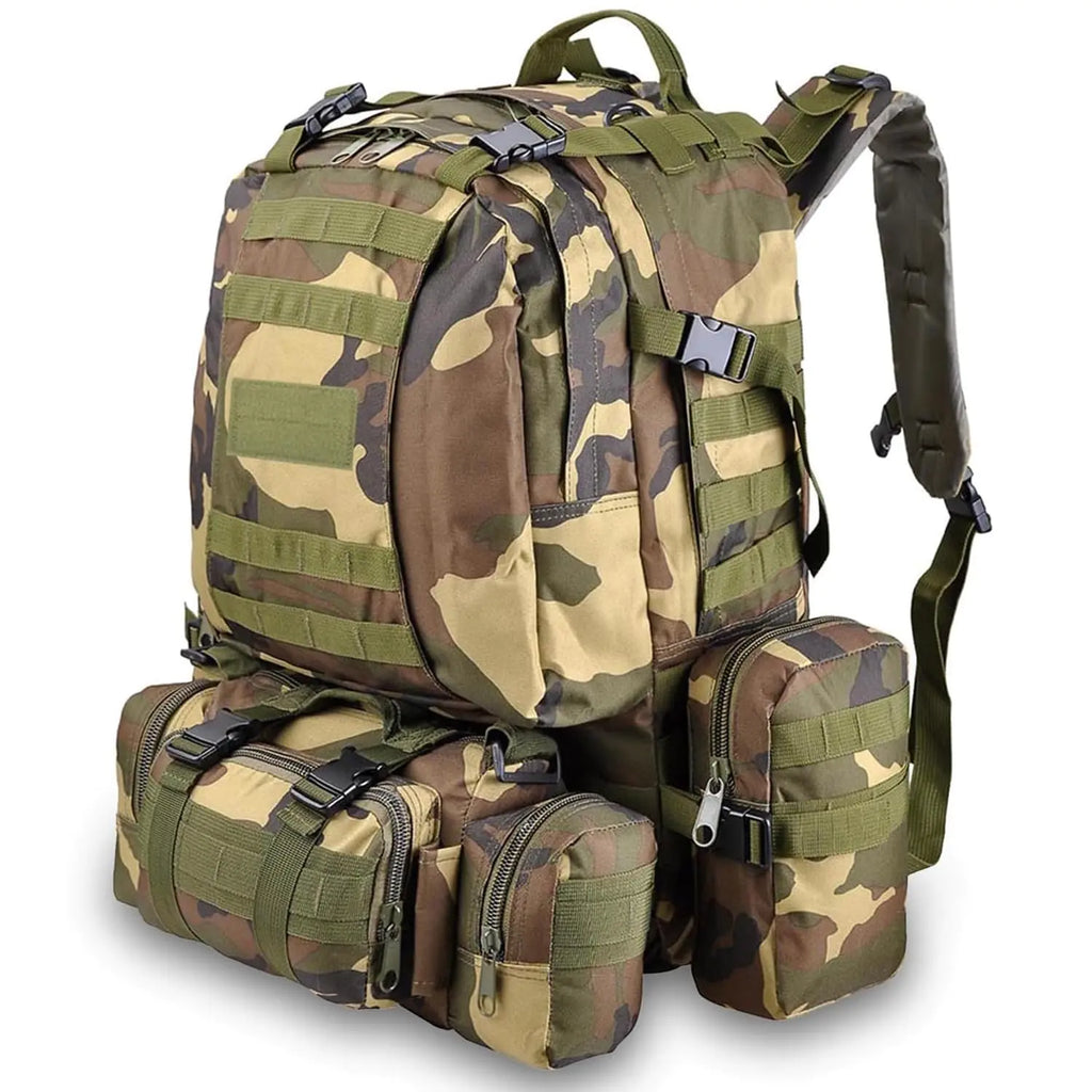 aiGear 55L Tactical Backpack Camo Hiking Backpack Molle EDC Military Backpack for Men Women