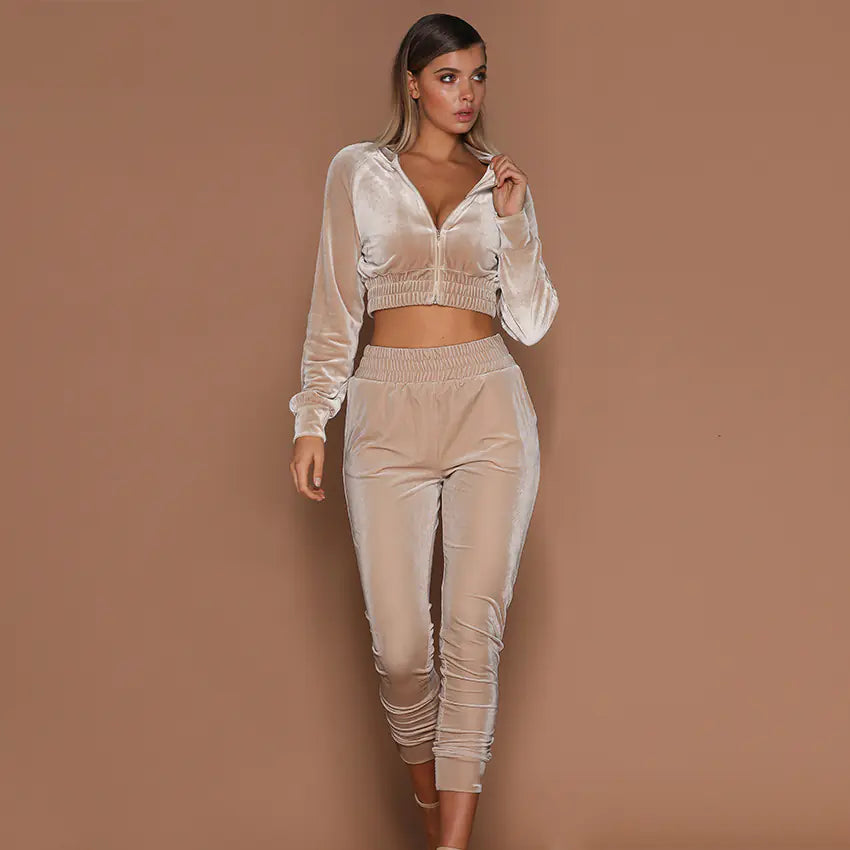 Velvet Women's Tracksuit with Zip Sweatshirt