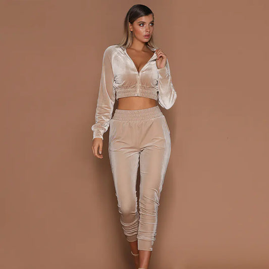 Velvet Women's Tracksuit with Zip Sweatshirt