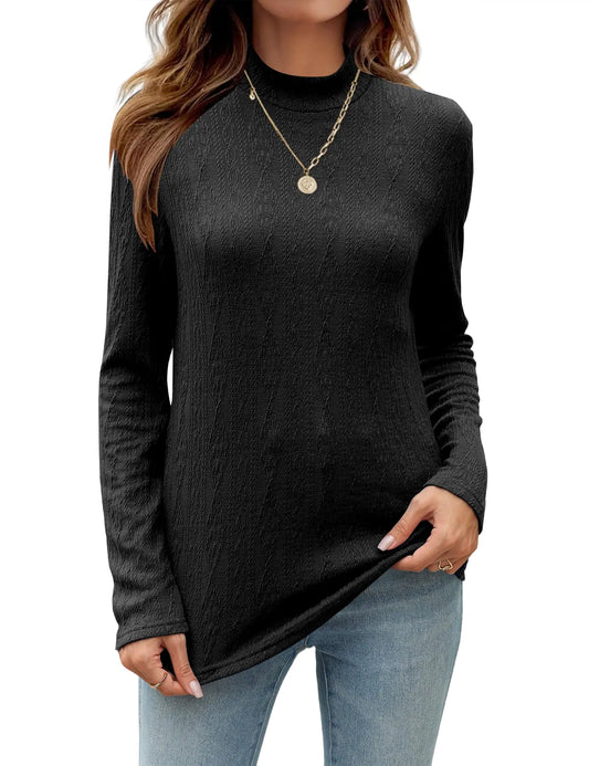 Bashafo Black Turtleneck Women Long Sleeve Tops for Women Loose Fit Lightweight Knit Sweater Fall Outfits for Women 2024S