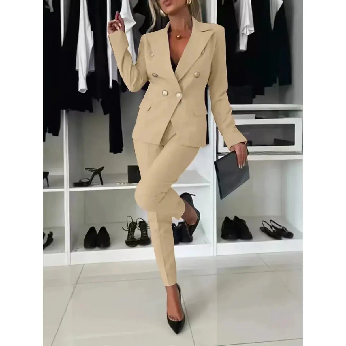 Women's Solid Color Casual Suit