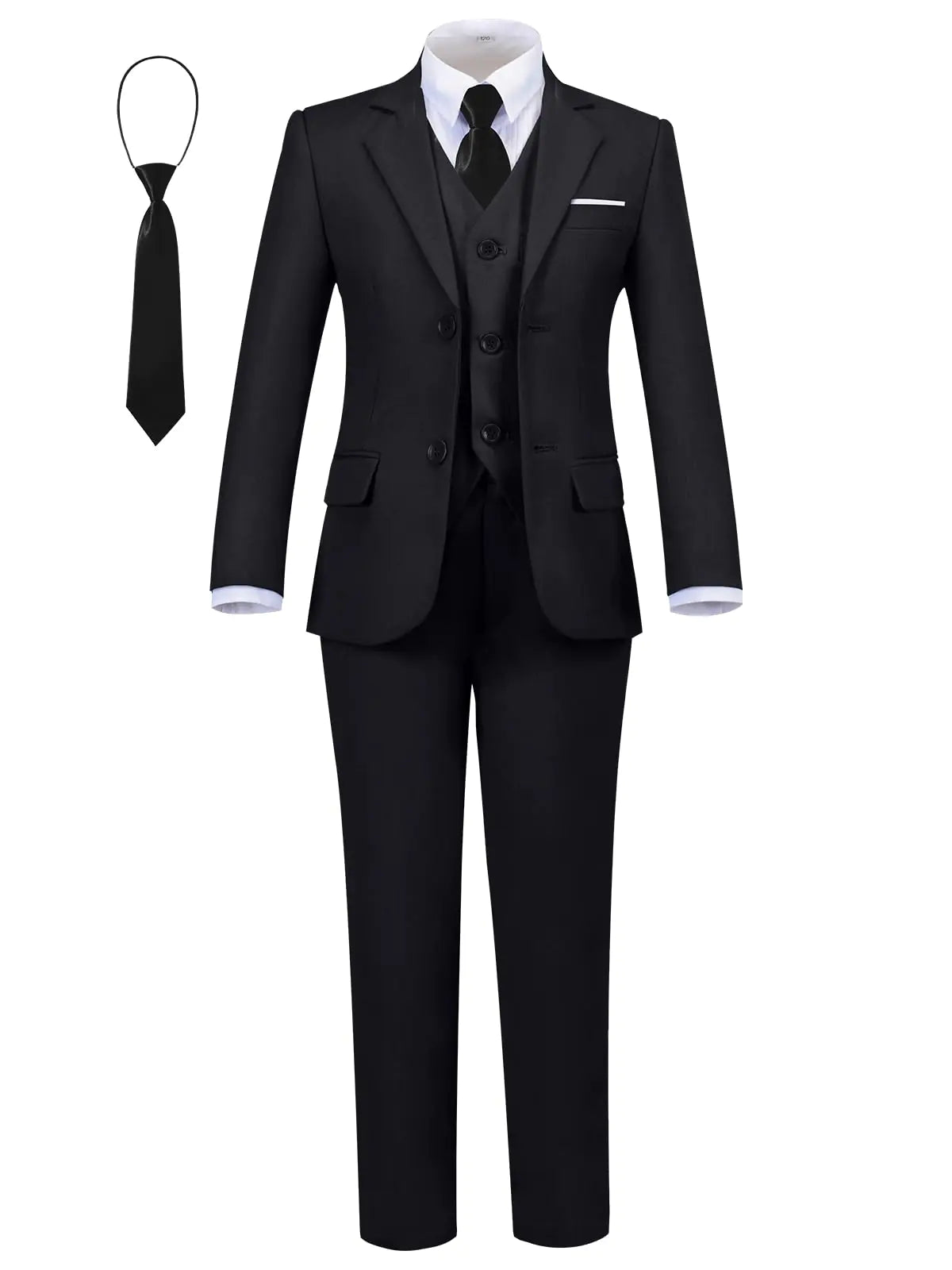 Boys Suits Slim Fit 5 Piece Boys Formal Suit Set Slim Fit Boy Suit Wedding Suit Ring Bearer Suit Black Size 5