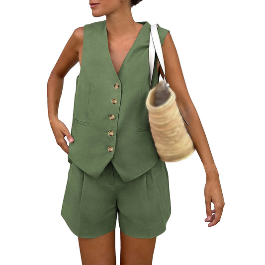 Sleeveless Vest Shorts Casual Suit
