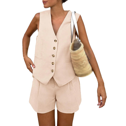 Sleeveless Vest Shorts Casual Suit