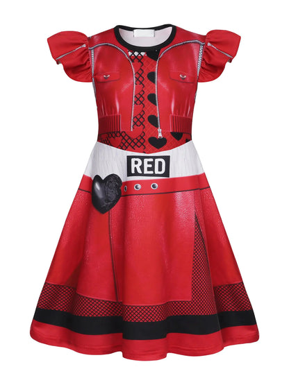 Sukyfecde Rise of Red Descendants 4 Costume Princess Dresses for Toddler Girls Halloween Costumes Birthday Party Role Play Outfits Size 6