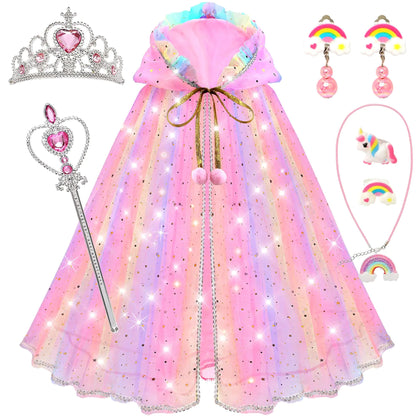 Princess Dress Up for Girls 4-6Princess Dresses for Girls Toys for 3 4 5 6 7 8 Year Old Girls GiftsKids Toys for Girls Age 6-8 Toddler Cape Set Easter Halloween Costumes Party Christmas Birthday