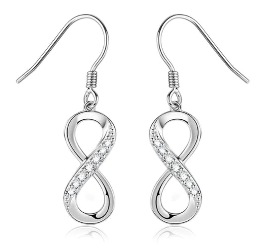 Elegance S925 Sterling Silver Infinity Loop Earrings