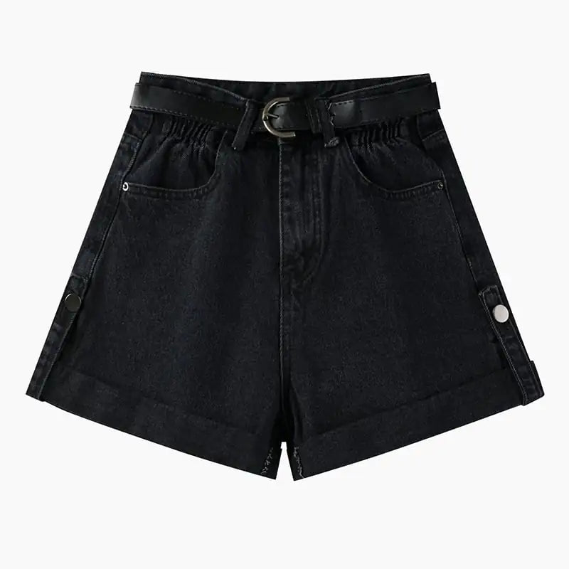 High Waist Curly Denim Shorts for Women