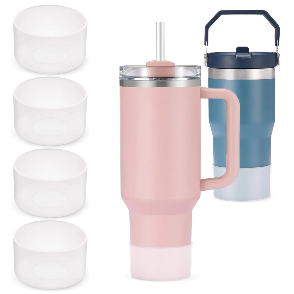 PICcircuit 4 PCS for Stanley Boot Silicone Bottom for Stanley Cup Boot Quencher Adventure 40oz&for Hydroflask Boot 12-24oz for Stanley Tumbler Accessories for Stanley Cup Accessories Clear