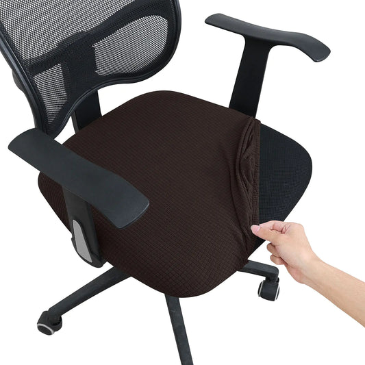 FORCHEER Office Desk Chair Seat Covers Jacquard Fabric Computer Chair Seat Cushion Slipcovers-Coffee