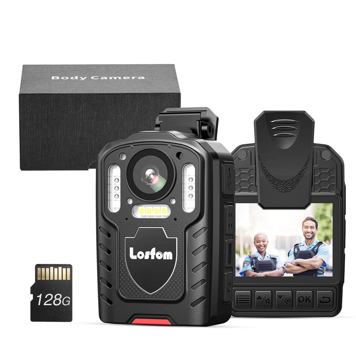 Losfom L01 Body Camera 128G1296P Body Mounted Camera with 3000mAh Battery Body Cam Night Vision Support 13Hrs Video Recording for TravelOutdoorHomeMeeting