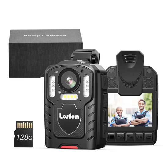 Losfom L01 Body Camera 128G1296P Body Mounted Camera with 3000mAh Battery Body Cam Night Vision Support 13Hrs Video Recording for TravelOutdoorHomeMeeting
