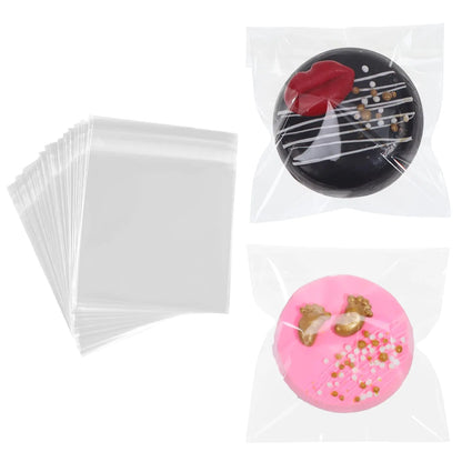 TEMLQPACK 200Pcs 3.5 x3.5Inch Clear Macaron Bags resealable Cellophane Bags Cookies Bags Chocolate Covered Strawberries Bags Browine Bags Candy Bags Gift Bags for Party Favors Birthday Wedding