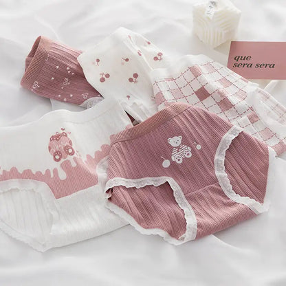 Floral Lace Hem Cotton Underwear