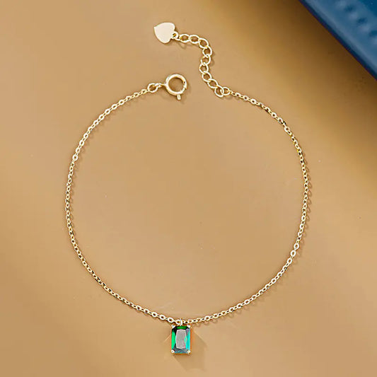 S925 Silver Emerald Bracelet for Women - Simple Elegance
