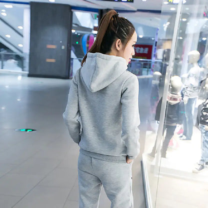 Plus Size Korean Style Thickened Hoodie Tracksuit Set