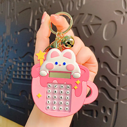 Trendy Children's Little White Rabbit Play Computer Keychain