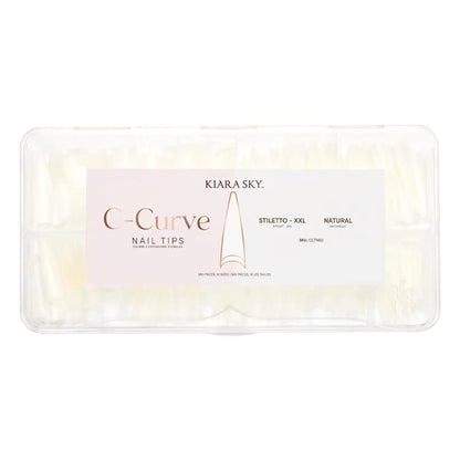 Kiara Sky C Curve XXL Nail Tip Case (500 Tips in 10 Sizes) (Stiletto Natural)