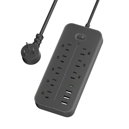 Surge Protector Power Strip with 8 Outlets 4 USB Ports (USB-A & USB-C) for Home and Office Use Black