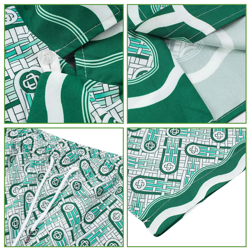 Vintage Green Ripple Printed Oversized Tracksuit Set