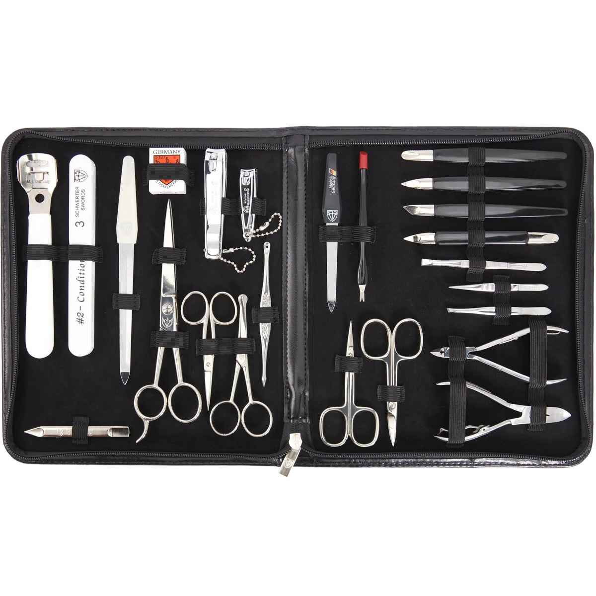 3 Swords Germany - Brand Quality 23 Piece Manicure Pedicure Grooming kit Set for Professional Finger & Toe Nail Care Tweezers File Clipper Fashion Leather case in Gift Box Made by 3 Swords (0293)