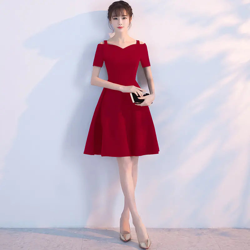 White Evening Dress for Women - Off-Shoulder Mini Dress