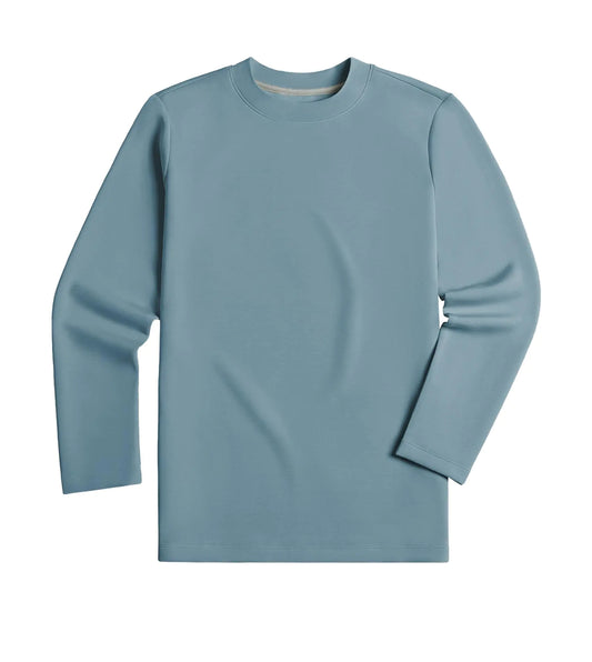 Fioboc T-Shirts Long Sleeve Polo Shirts for Men Modal Blend Heavy Cotton T Shirts Long Sleeve Tee Slate_Blue 4XL