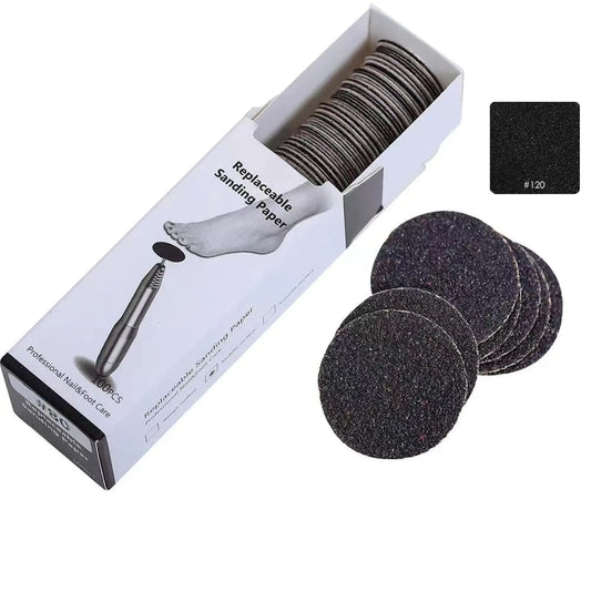 100 PCS Self-Adhesive Sandpaper DiscsReplacement Pedicure Sanding Paper Disc Pads for Electric Foot File Manicure Pedicure Callus Remover (#120 Grit)