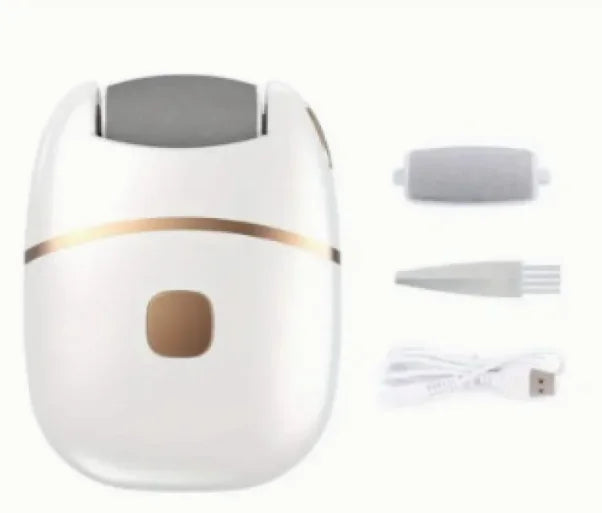 Automatic Electric Foot Grinder Pedicure Device – Rechargeable Callus Remover with Pumice Stone (White)