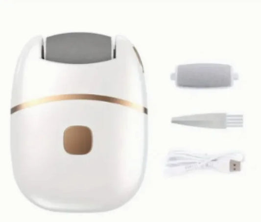 Automatic Electric Foot Grinder Pedicure Device – Rechargeable Callus Remover with Pumice Stone (White)