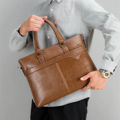 Men's Horizontal Leather Briefcase Handbag