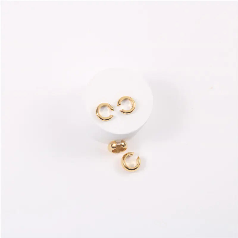 Fashionable Gold-Plated Titanium Steel Clip-On Earrings