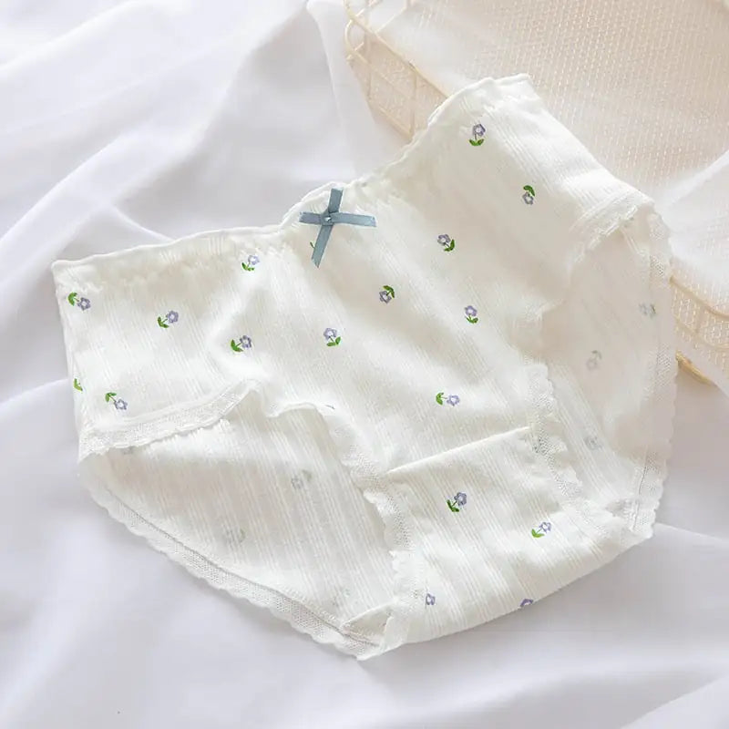 Floral Lace Hem Cotton Underwear