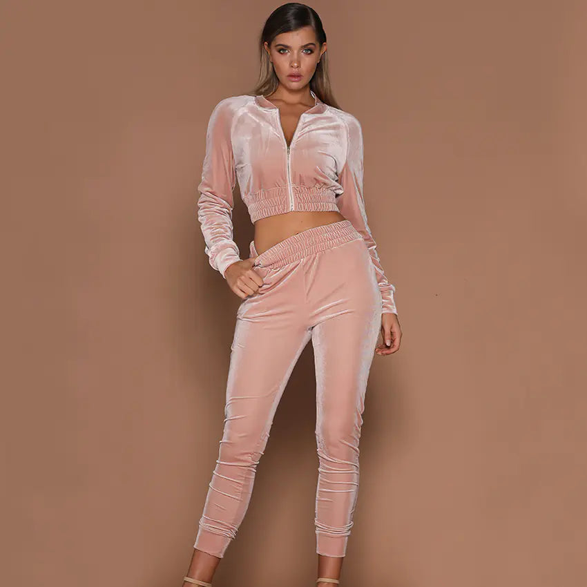 Velvet Women's Tracksuit with Zip Sweatshirt