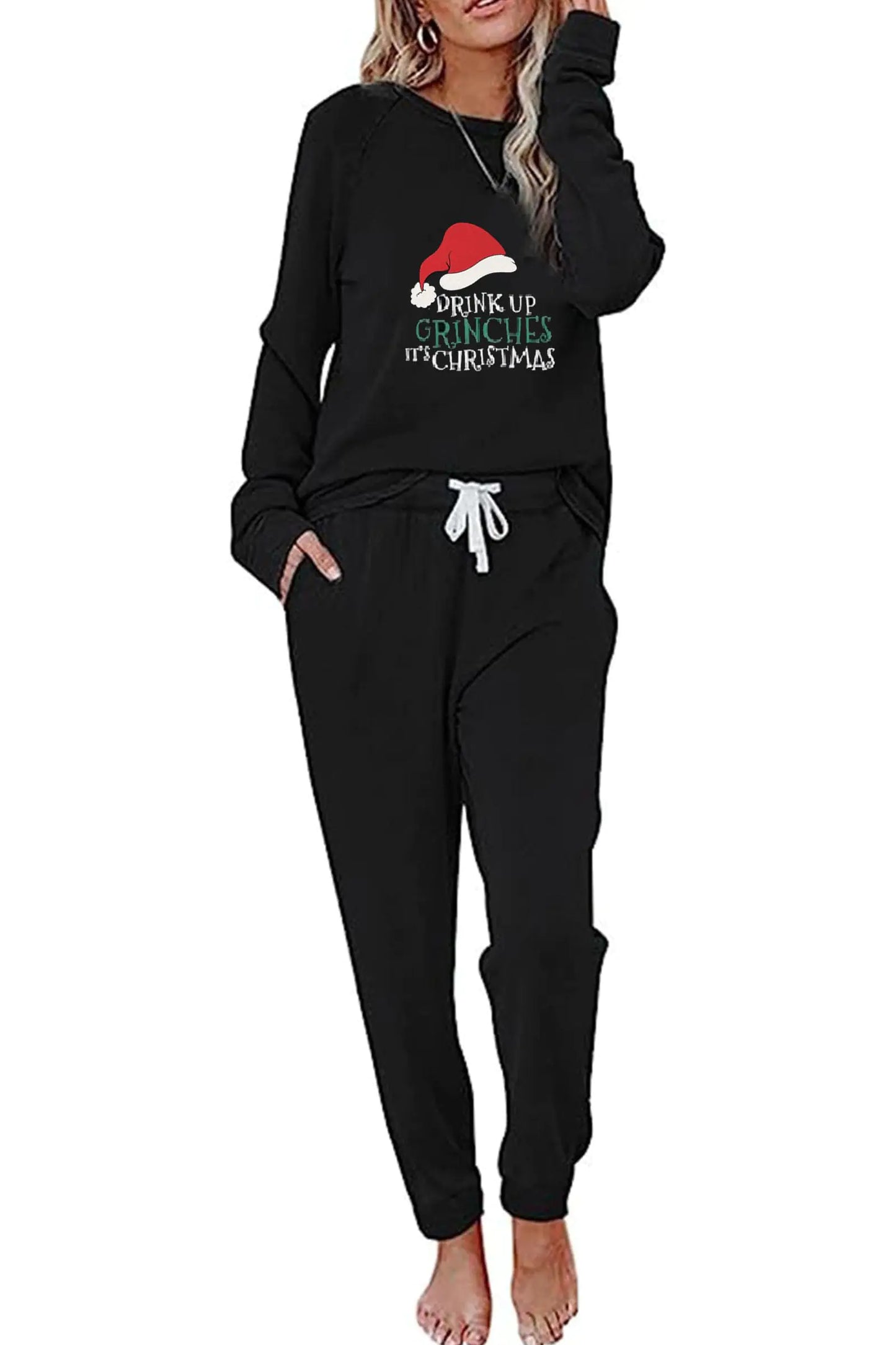 OCEANLUX Christmas Pajamas Set for Women 2 Piece Outfits Joggers Sweatsuits Tracksuit Lounge Suits