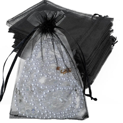 Styquenzer Black Sheer Gift Bags 100 PCS Organza Bags 4x6 Mesh Black Jewelry Bags Drawstring Small Mesh Gift Bags Drawstring Candy Bags Wedding Favors for Party Wedding Makeup Organza Favor Bags