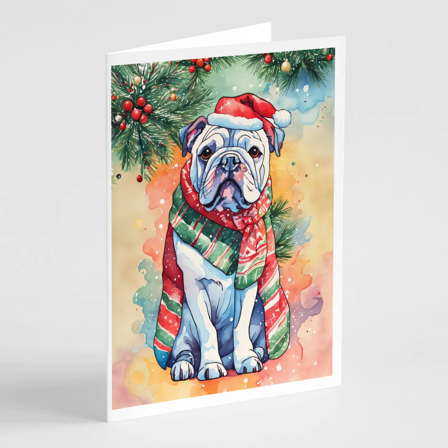 English Bulldog Christmas Greeting Cards Pack of 8