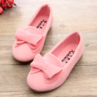 Girls' Single Shoes, Princess Shoes with Bow, Suede