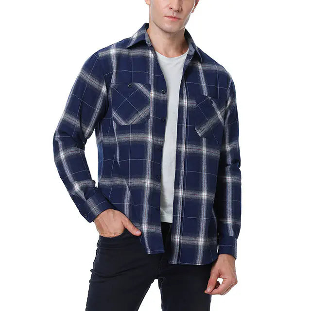 Vintage Plaid Shirt for Men - Long Sleeves Fashion