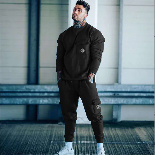 Men's Cotton Casual Hoodie Tracksuit for Autumn Fitness