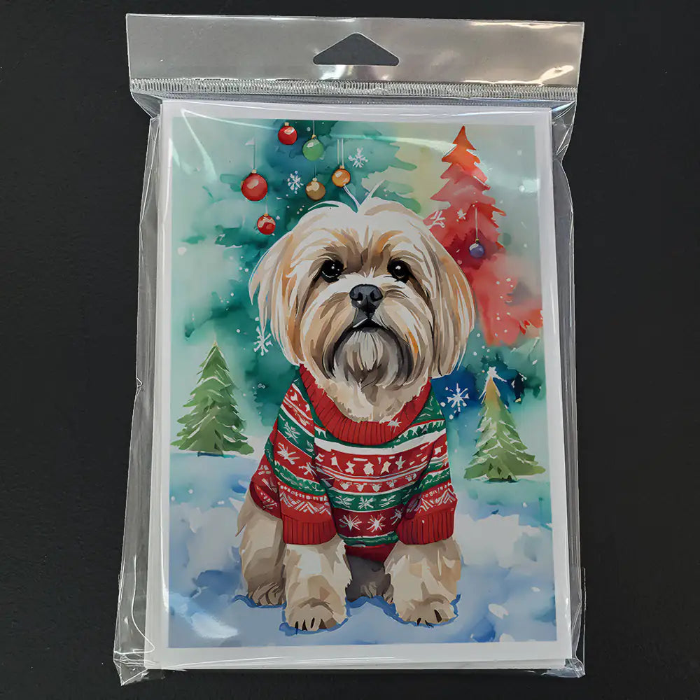 Lhasa Apso Christmas Greeting Cards Pack of 8