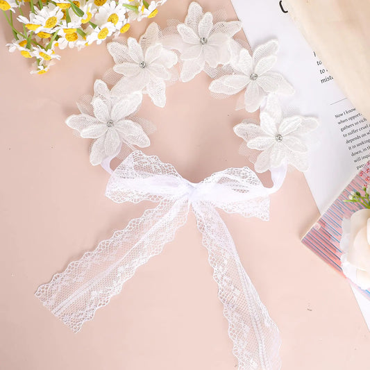 Lusofie Flower Headband for Baby Girl Cute Baby Flower Headband Soft Lace Baby Flower Headband Bows for Baby Girls