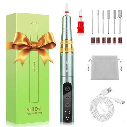 SENIGNOL Electric Cordless Nail Drill 35000RPM Portable Nail Drill Machine for Gel Acrylic Nails Rechargeable Nail File for Home Salon Manicure Pedicure and Polishing