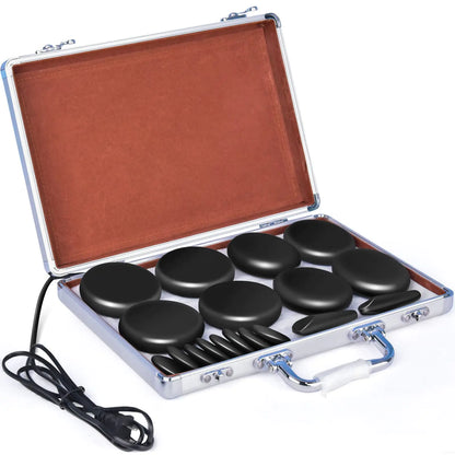 Tiskgg 9Pcs Massage Stones Set with Warmer Kit Hot Stones for Pedicure Massage Massage Hot Stones for Professional or Home Spa