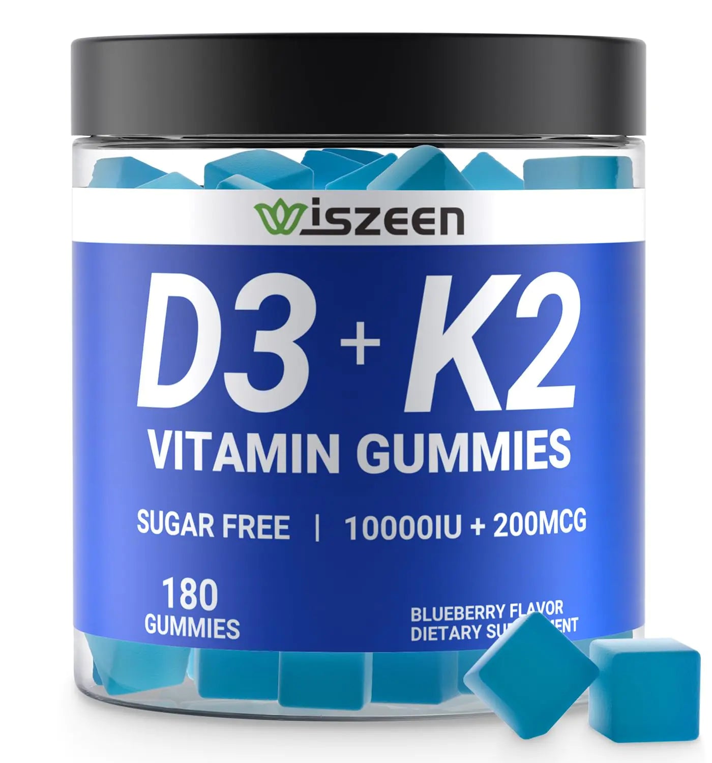 Wiszeen Sugar-Free Vitamin D3 K2 Gummies Vitamin D3 10000iu & Vitamin K2(MK7) 200mcg with Calcium D3 K2 Vitamin Supplements for Adults - Bones Muscle Teeth Immune Support