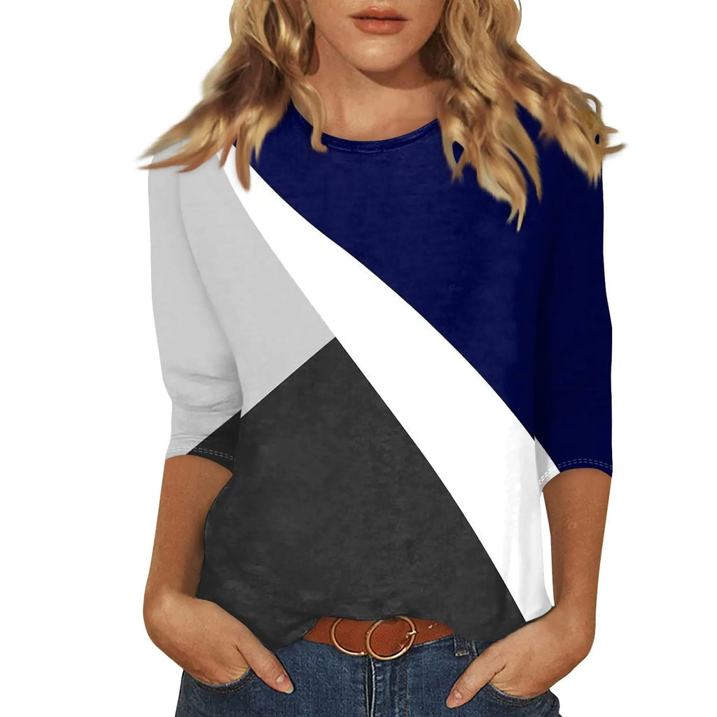 3/4 Sleeve Tops for Women Printed Crew Neck Tshirts Dressy Casual Floral Blouses Summer Classic Loose Tunics or Tops to Wear with Leggings Trending Womens Clothes 3/4 Sleeve T Shirts for Women 2024